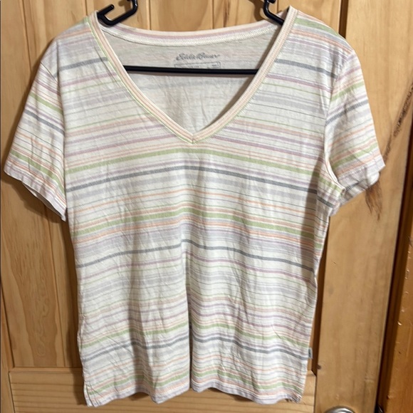 Eddie Bauer Women's Striped V-Neck Top - Multicolor - Picture 1 of 4